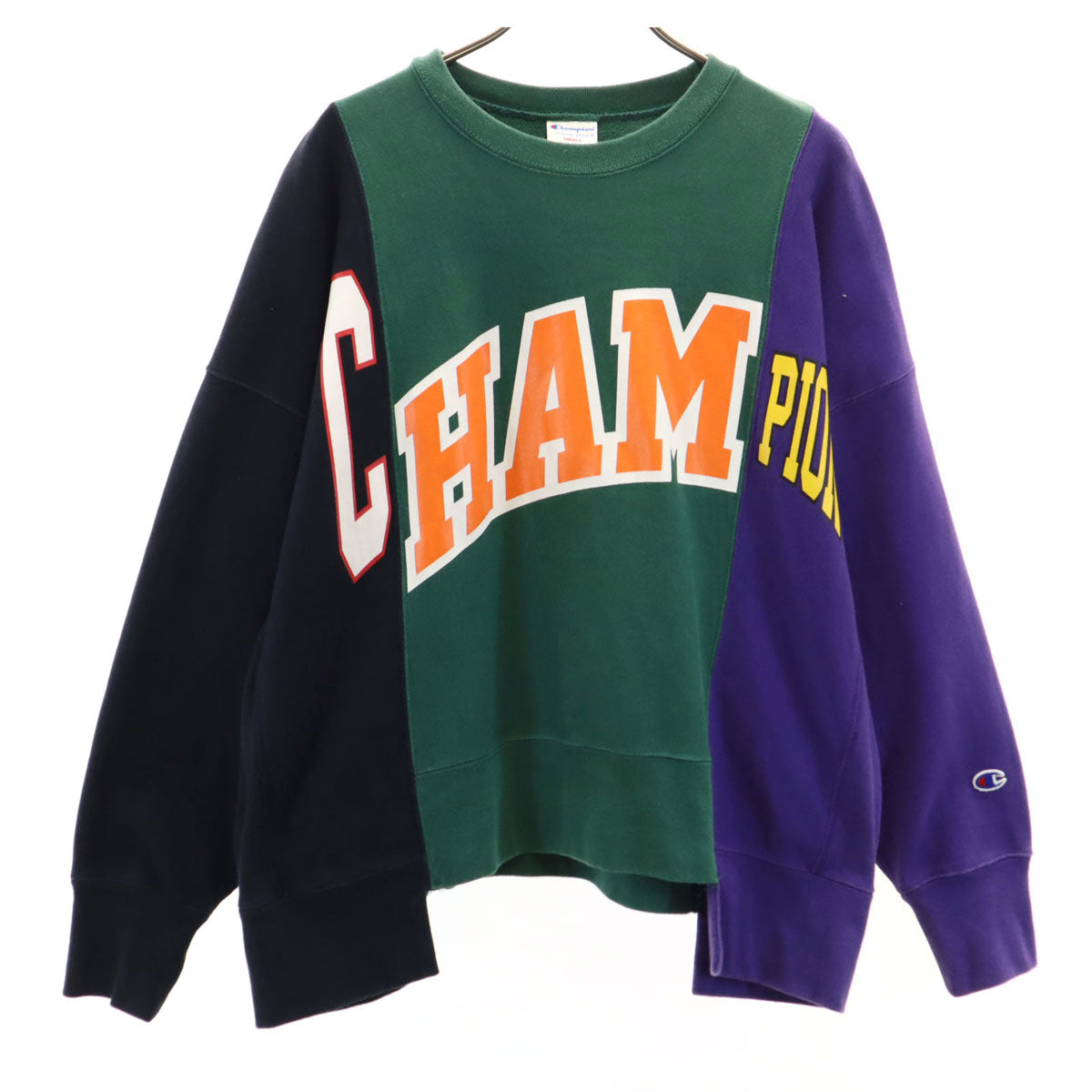 Champion チャンピオン 直営店限定 長袖 リバースウィーブ スウェット トレーナー S 深緑 ドッキング メンズ