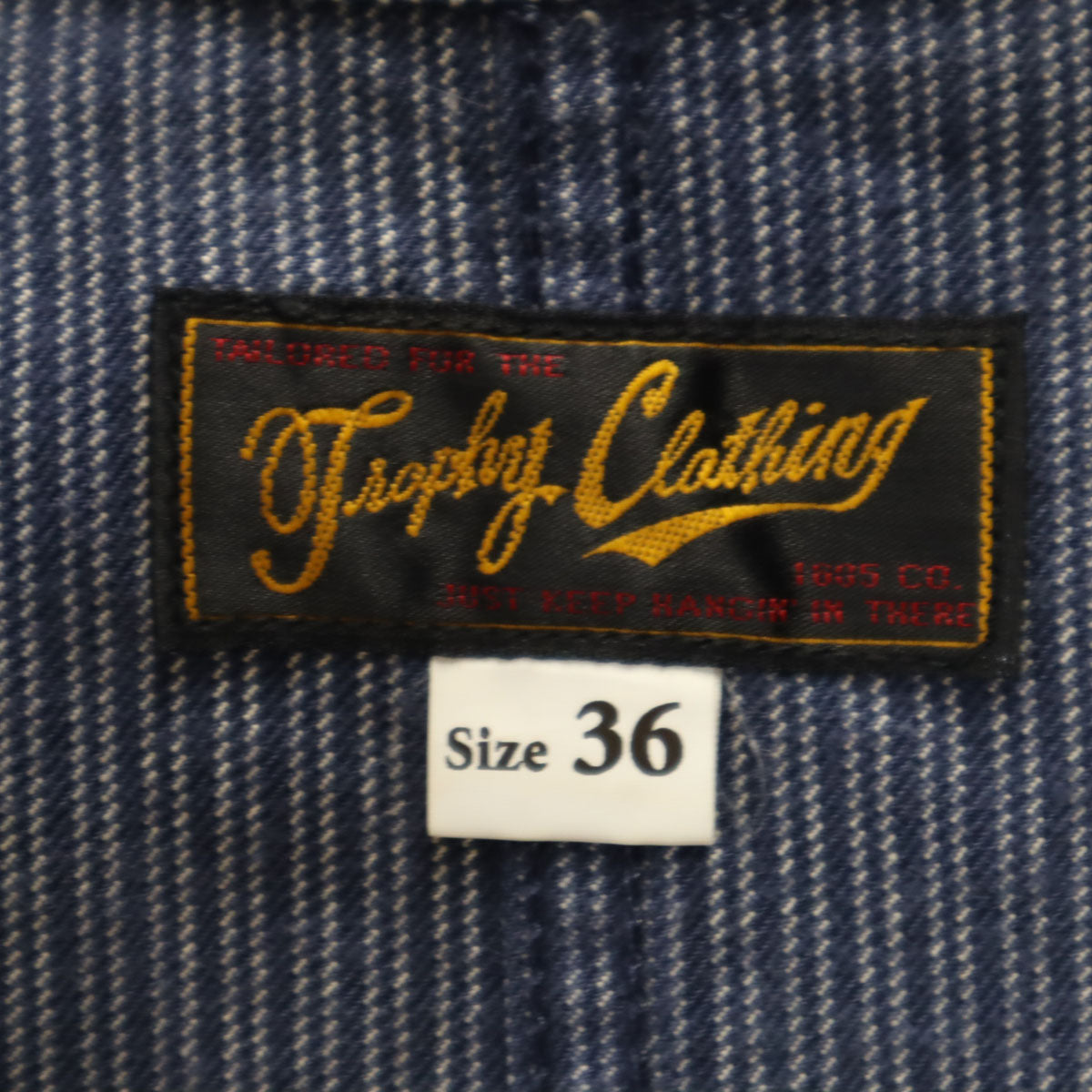 Trophy Clothing トロフィークロージング 日本製 ヒッコリーストライプ カバーオール 36 インディゴ メンズ