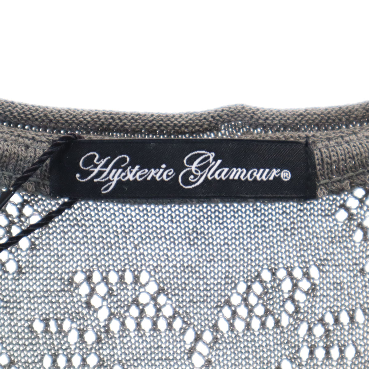 未使用 HYSTERIC GLAMOUR ヒステリックグラマー 日本製 長袖 猫 メッシュ編み チュニック FREE グレー タグ付き ニット レディース
