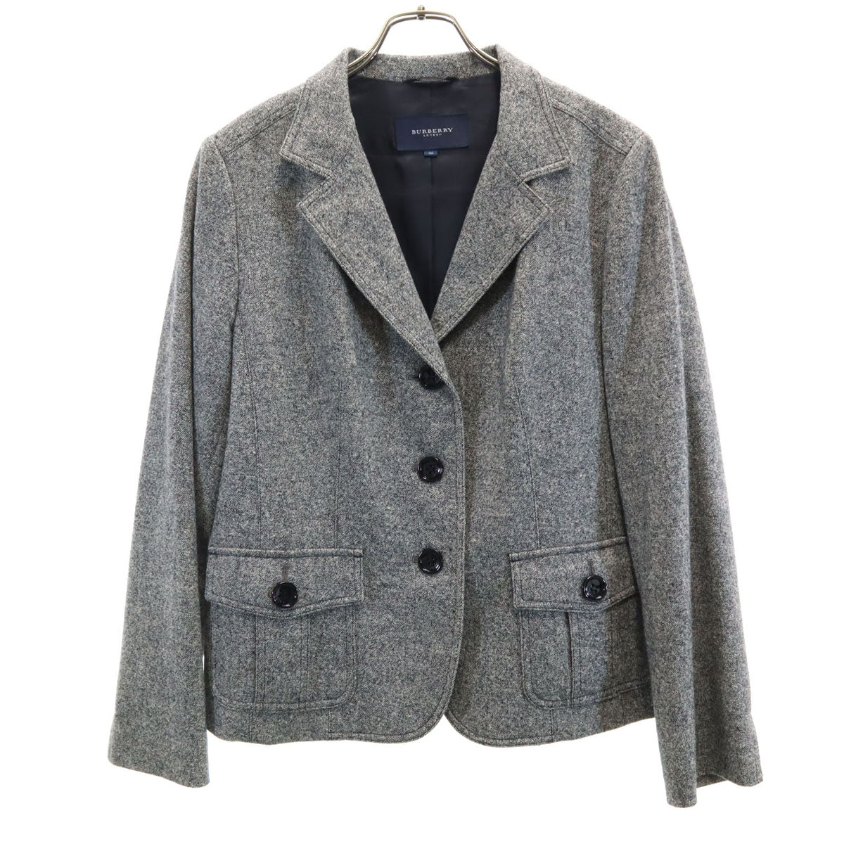 BURBERRY LONDON バーバリーロンドン 日本製 ウールブレンド テーラードジャケット 46 グレー 三陽商会 レディース