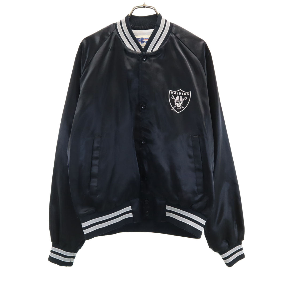 CHALK LINE JERZEES チョークライン NFL レイダース サテン スタジャン M ブラック メンズ