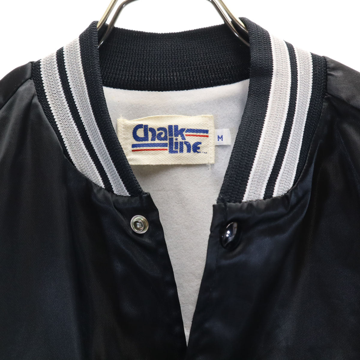 CHALK LINE JERZEES チョークライン NFL レイダース サテン スタジャン M ブラック メンズ