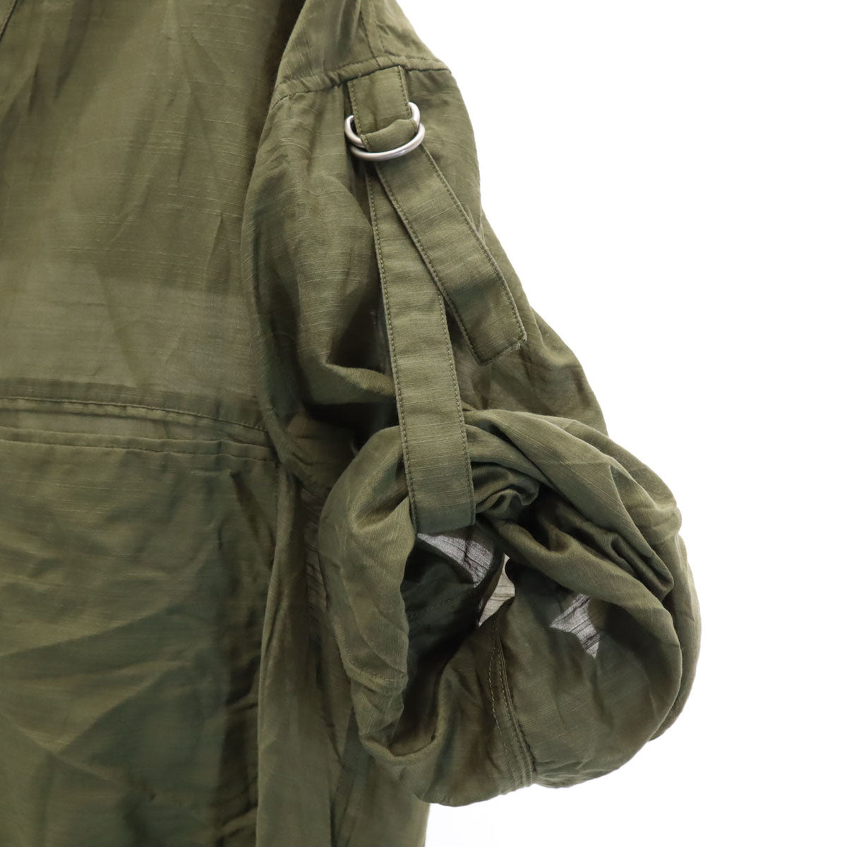 HELMUT LANG ヘルムートラング シルクブレンド 長袖 Vネック カットソー S カーキ ロールアップ レディース