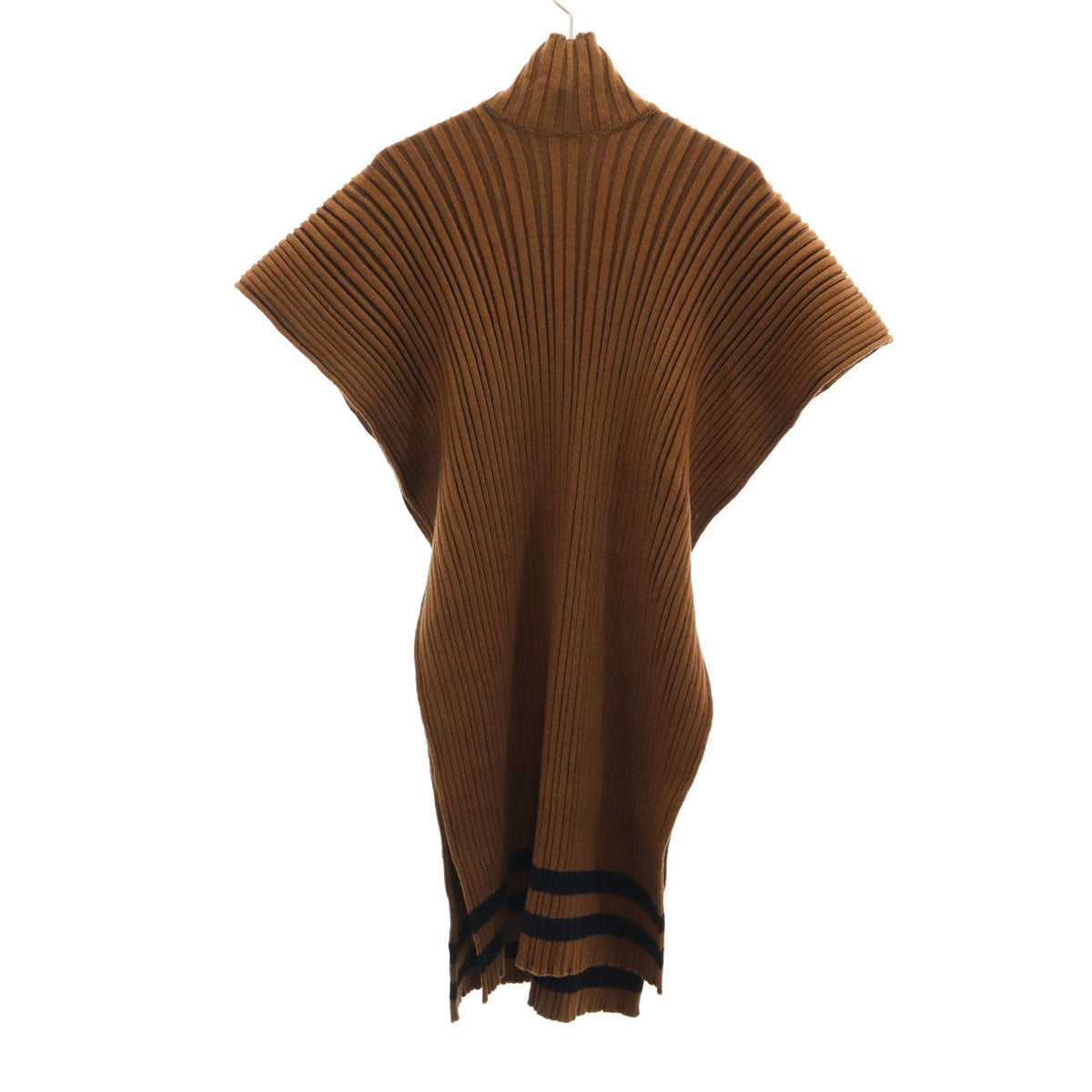 SalvatoreFerragamo サルバトーレフェラガモ イタリア製 ノースリーブ タートルネック ニット S ブラウン ポンチョ レディース
