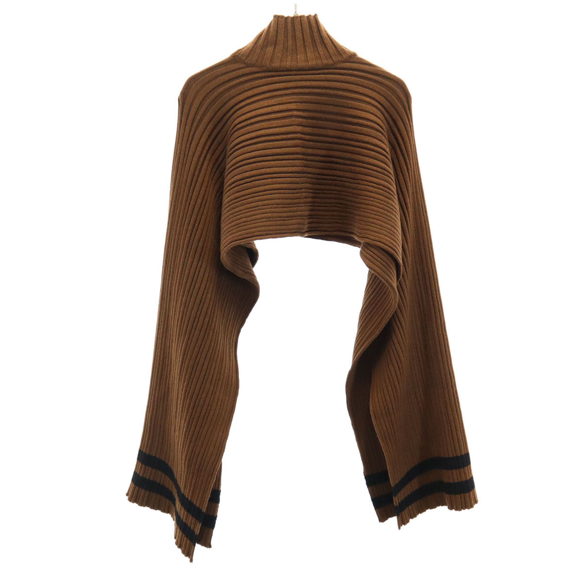 SalvatoreFerragamo サルバトーレフェラガモ イタリア製 ノースリーブ タートルネック ニット S ブラウン ポンチョ レディース