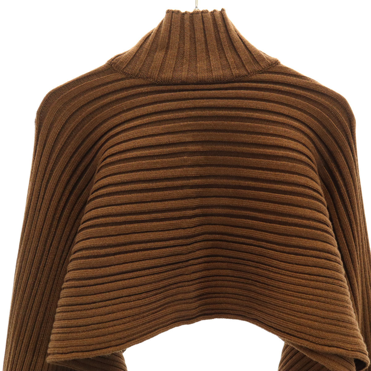 SalvatoreFerragamo サルバトーレフェラガモ イタリア製 ノースリーブ タートルネック ニット S ブラウン ポンチョ レディース