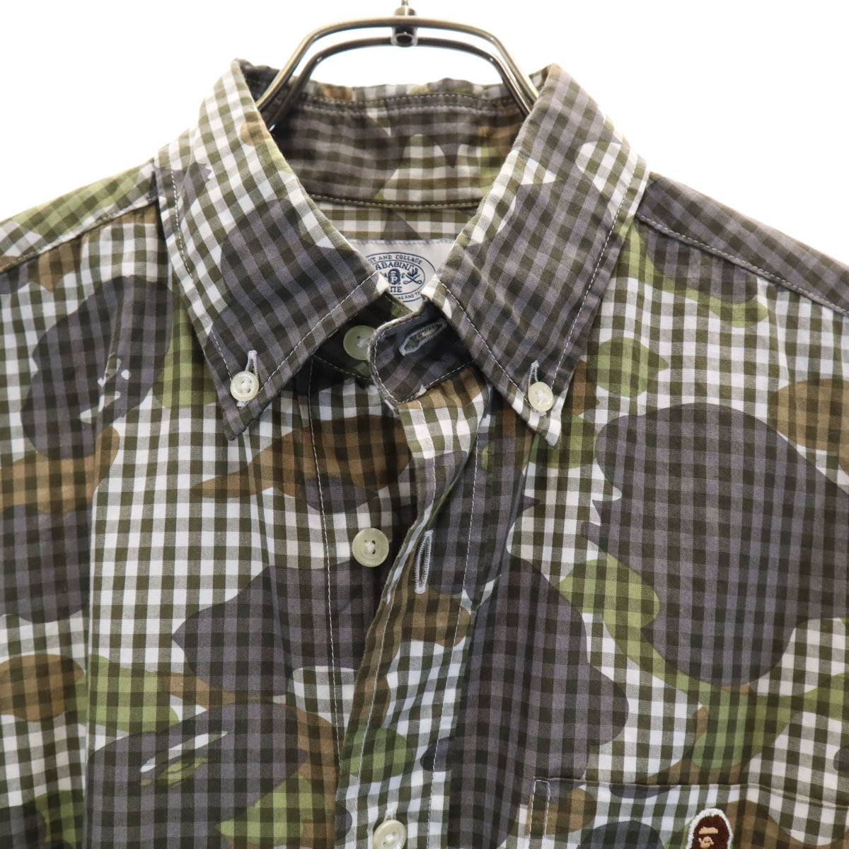 A BATHING APE アベイシングエイプ 日本製 長袖 ボタンダウンシャツ M グレー系 メンズ