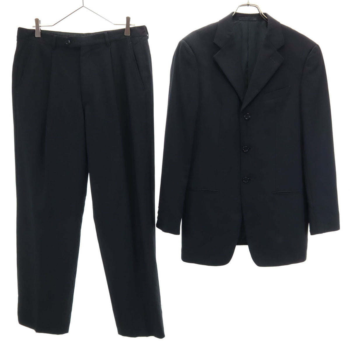 ARMANI COLLEZIONI アルマーニコレッツォーニ ヘリンボーン スーツ 上下 セットアップ 46 ブラック メンズ