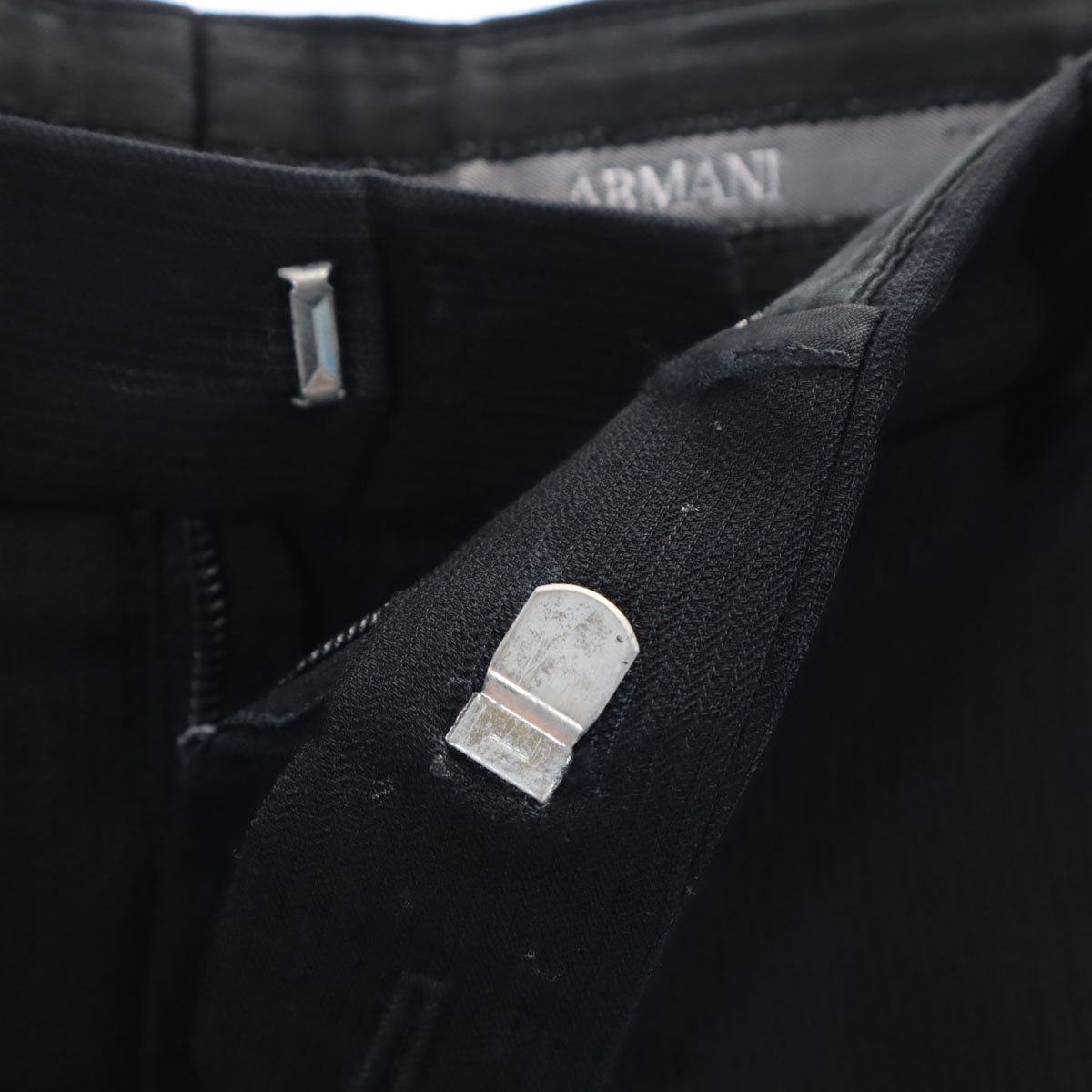 ARMANI COLLEZIONI アルマーニコレッツォーニ ヘリンボーン スーツ 上下 セットアップ 46 ブラック メンズ