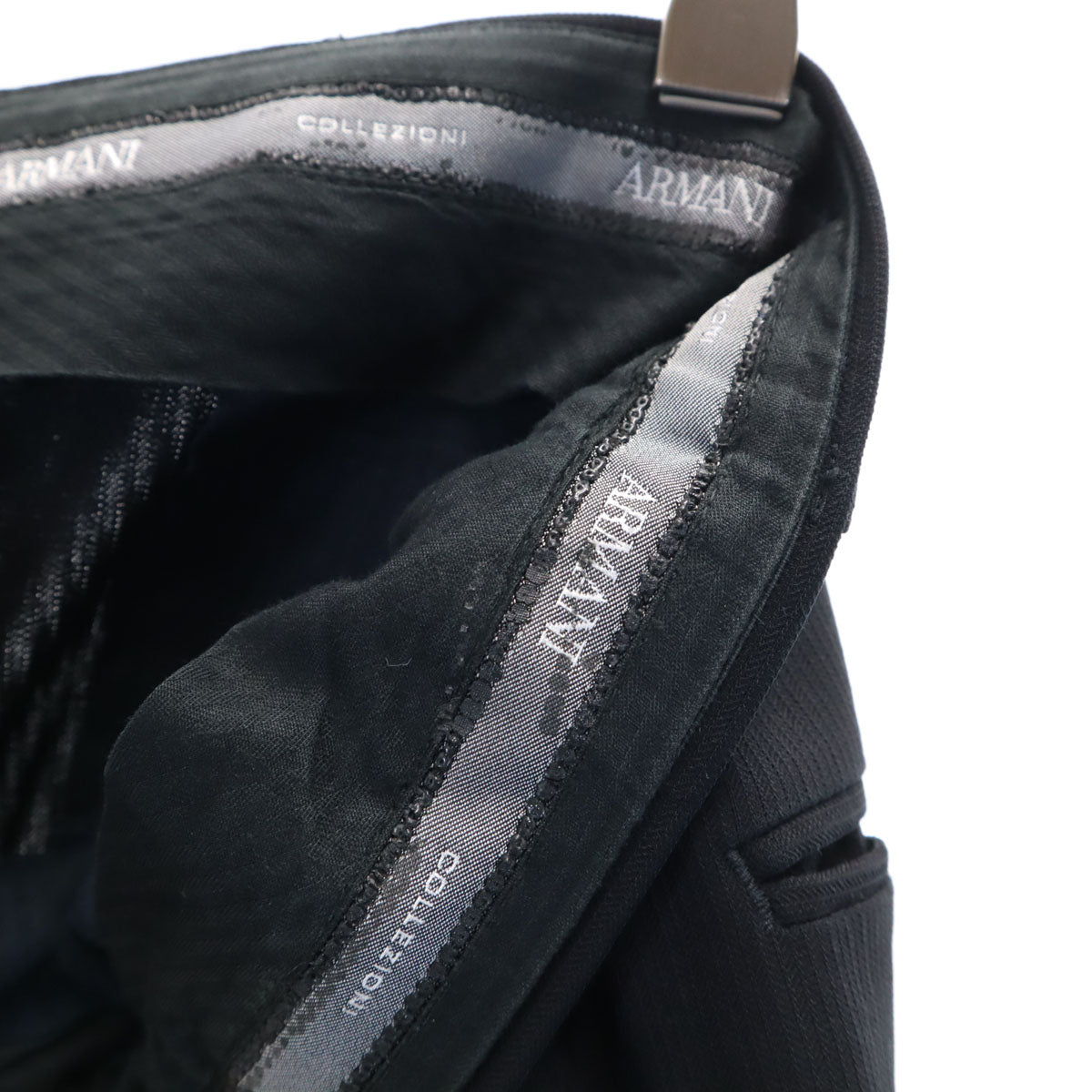 ARMANI COLLEZIONI アルマーニコレッツォーニ ヘリンボーン スーツ 上下 セットアップ 46 ブラック メンズ