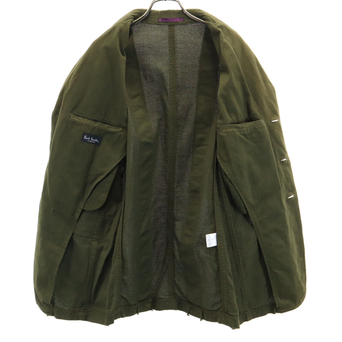 Paul Smith ポールスミス 日本製 リネンブレンド テーラードジャケット M カーキ エルボーパッチ メンズ