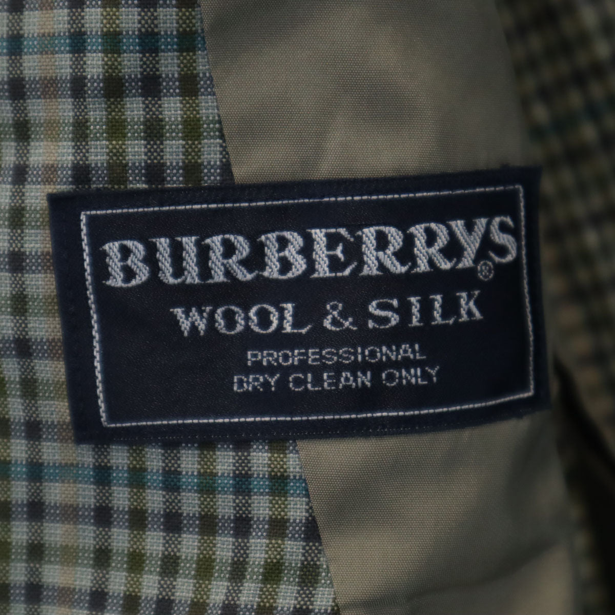 Burberrys バーバリーズ 90s シルクブレンド オールド チェック柄 テーラードジャケット BE5 グレー メンズ