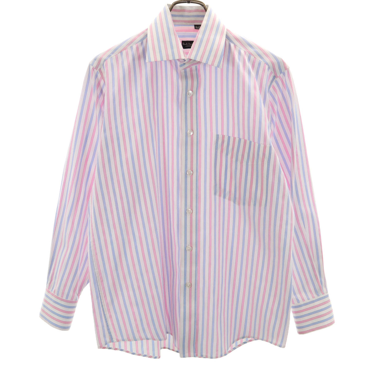 Paul Smith LONDON ポールスミスロンドン ストライプ柄 長袖 シャツ 39 ホワイト メンズ