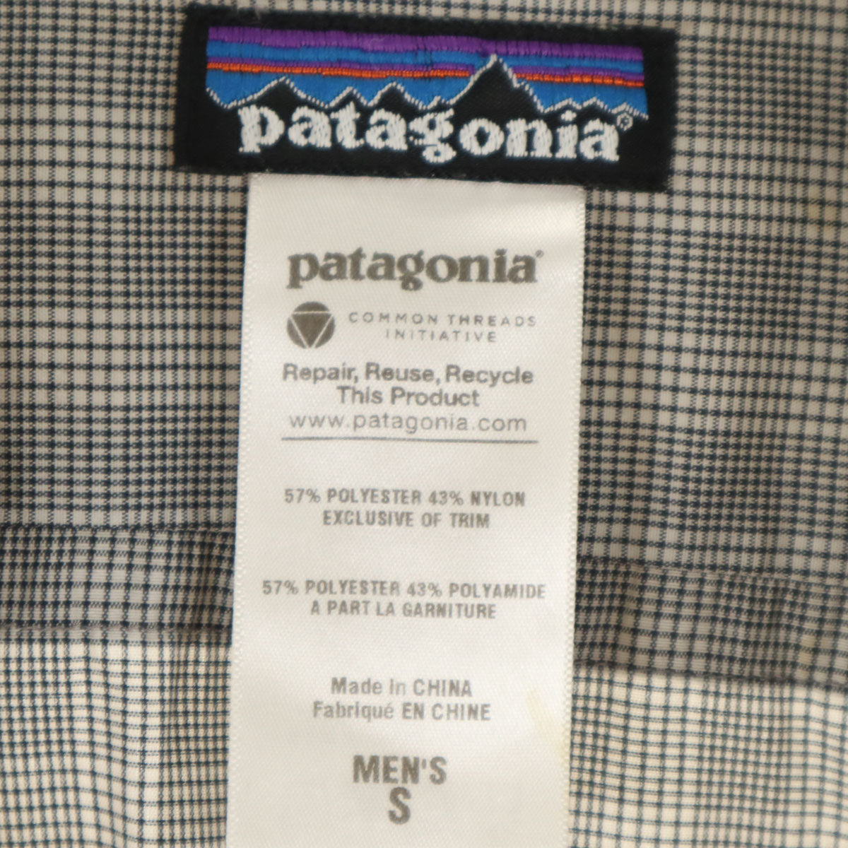 patagonia パタゴニア チェック柄 長袖 シャツ S グレー 54066SP11 アウトドア ロールアップ袖 メンズ