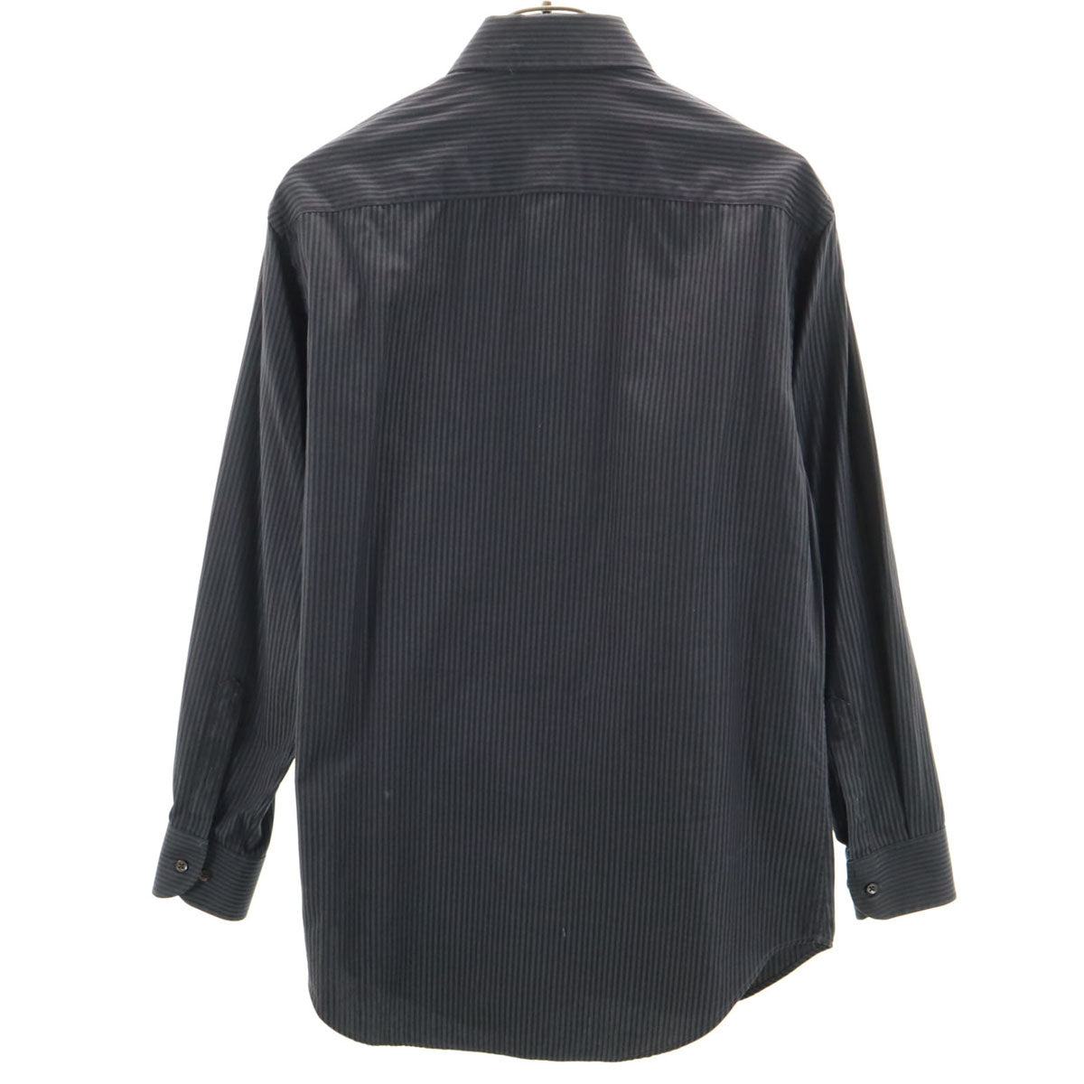 ARMANI COLLEZIONI アルマーニコレッツォーニ ストライプ柄 長袖 コットンシャツ 39 チャコールネイビー メンズ