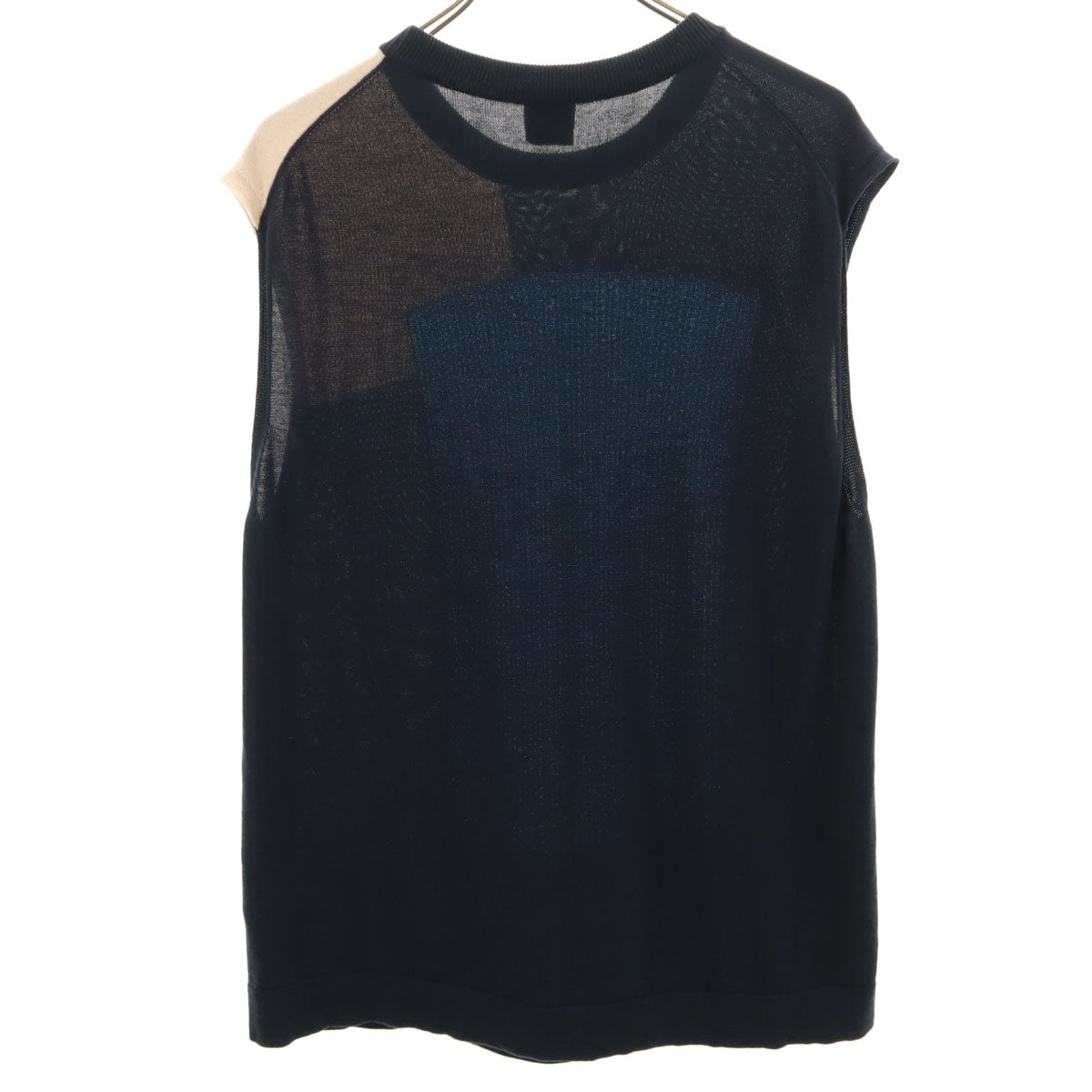 Paul Smith ポールスミス イタリア製 ノースリーブ カラーブロック ニット セーター L ネイビー系 ニット レディース