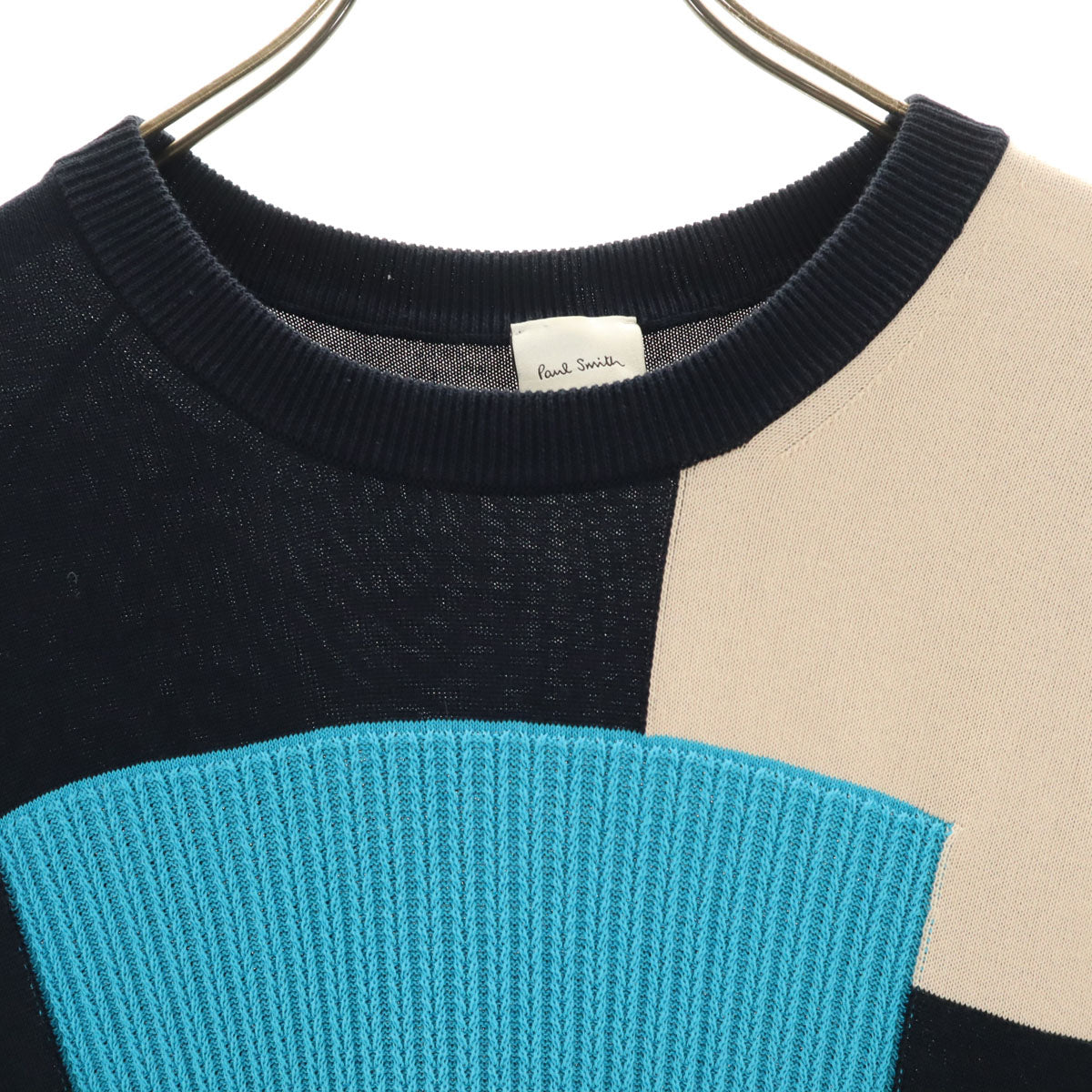 Paul Smith ポールスミス イタリア製 ノースリーブ カラーブロック ニット セーター L ネイビー系 ニット レディース