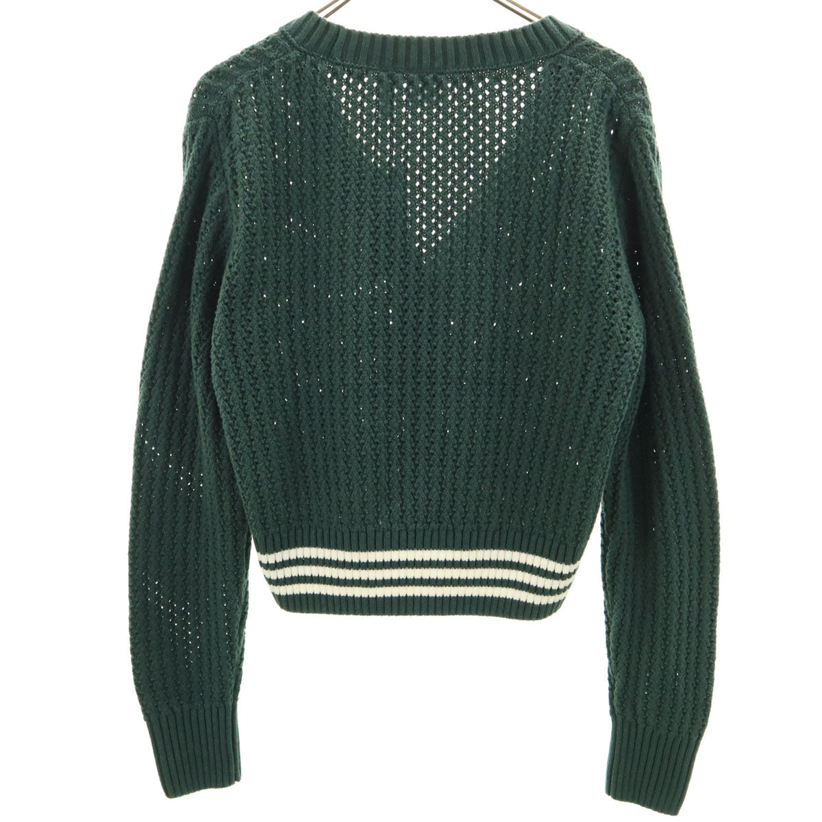 未使用 adidas Originals アディダスオリジナルス トレフォイルロゴ 長袖 Vネック ニットカーディガン L 深緑 レディース