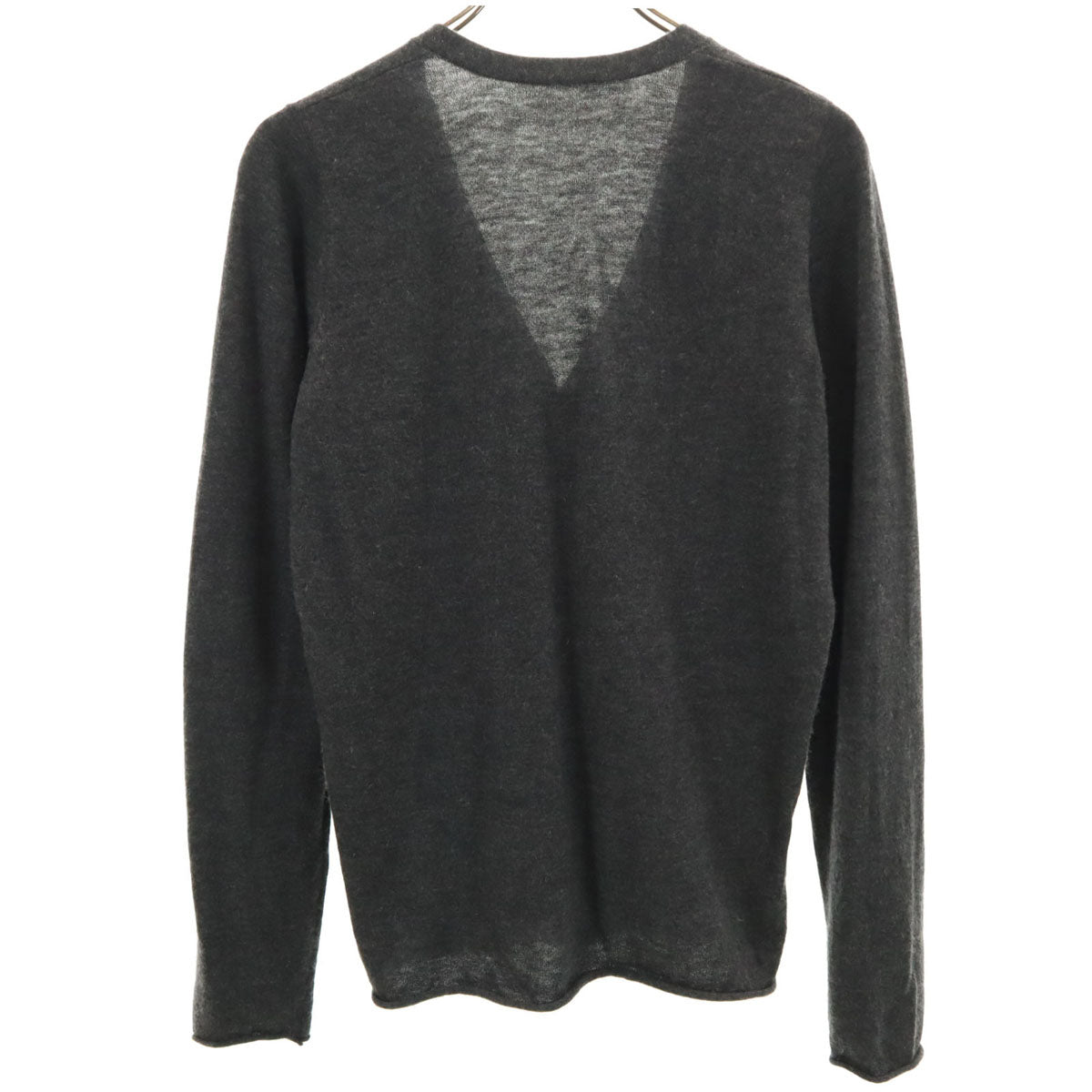 Lucien Pellat-Finet ルシアンペラフィネ カシミヤ100% 長袖 Vネック ニットカーディガン M チャコールグレー レディース
