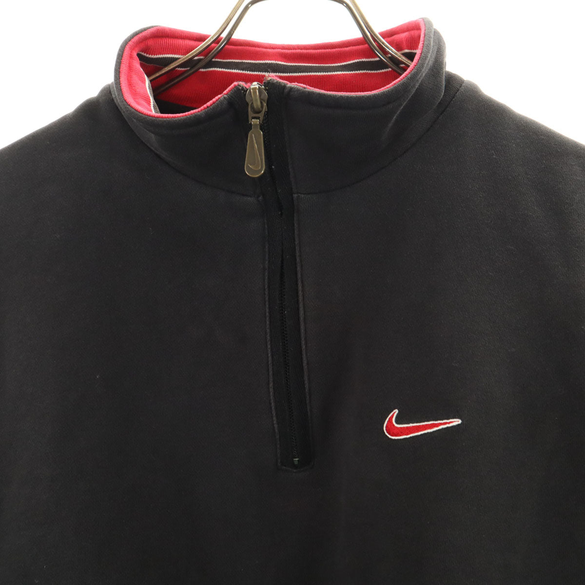 NIKE ナイキ 90s 00s オールド 白タグ 長袖 ハーフジップ スウェット L ブラック プルオーバー メンズ