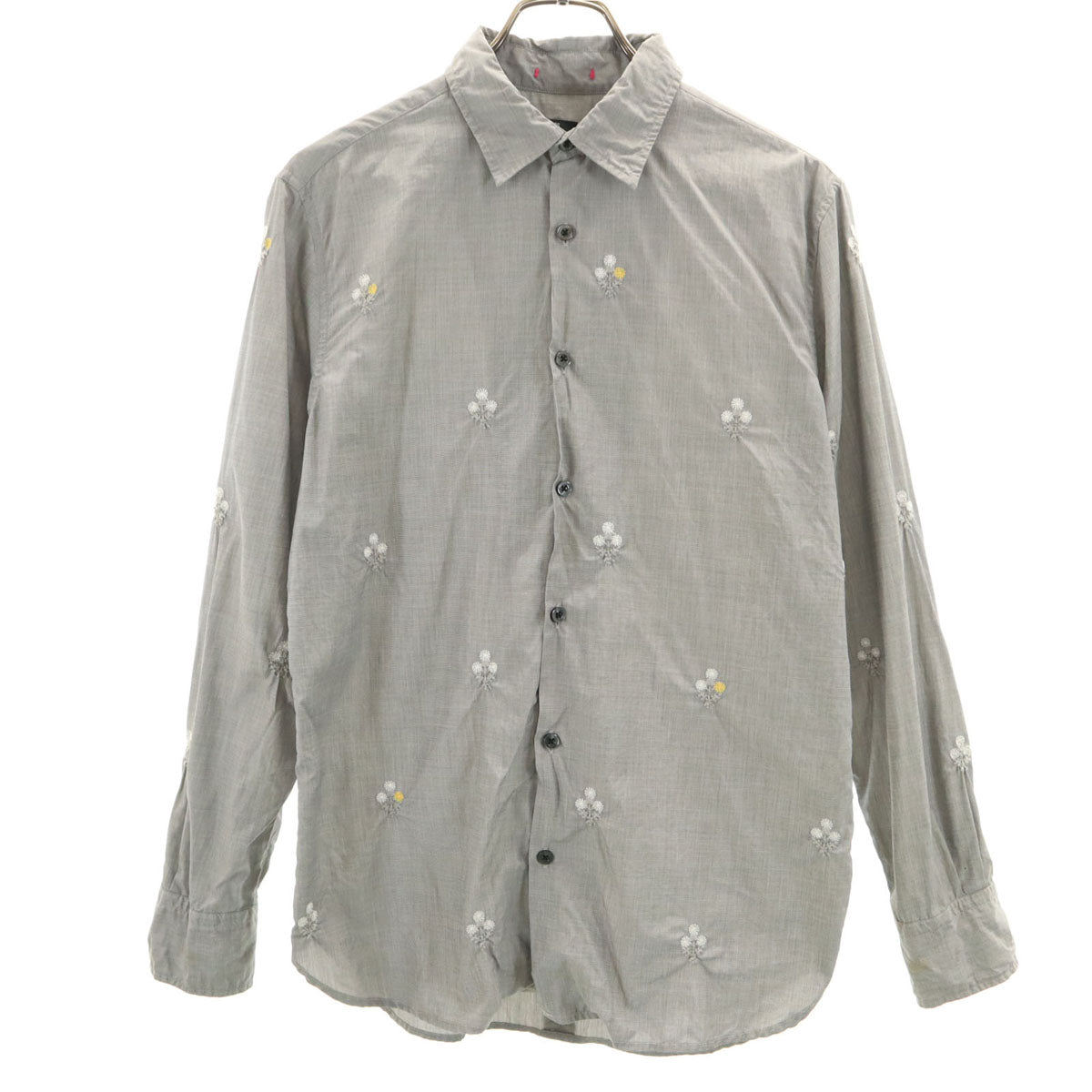 Paul Smith ポールスミス 花刺_ 長袖 シャツ M グレー系 メンズ