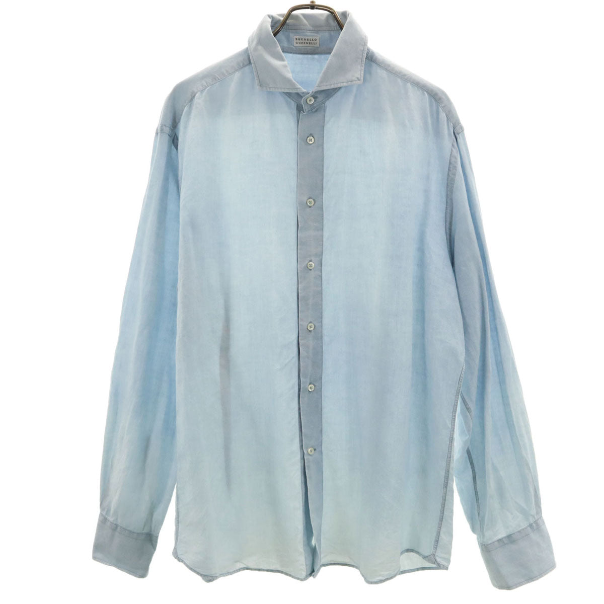 Brunello Cucinelli ブルネロクチネリ イタリア製 リネンブレンド 長袖 シャツ XXL ブルー系 メンズ