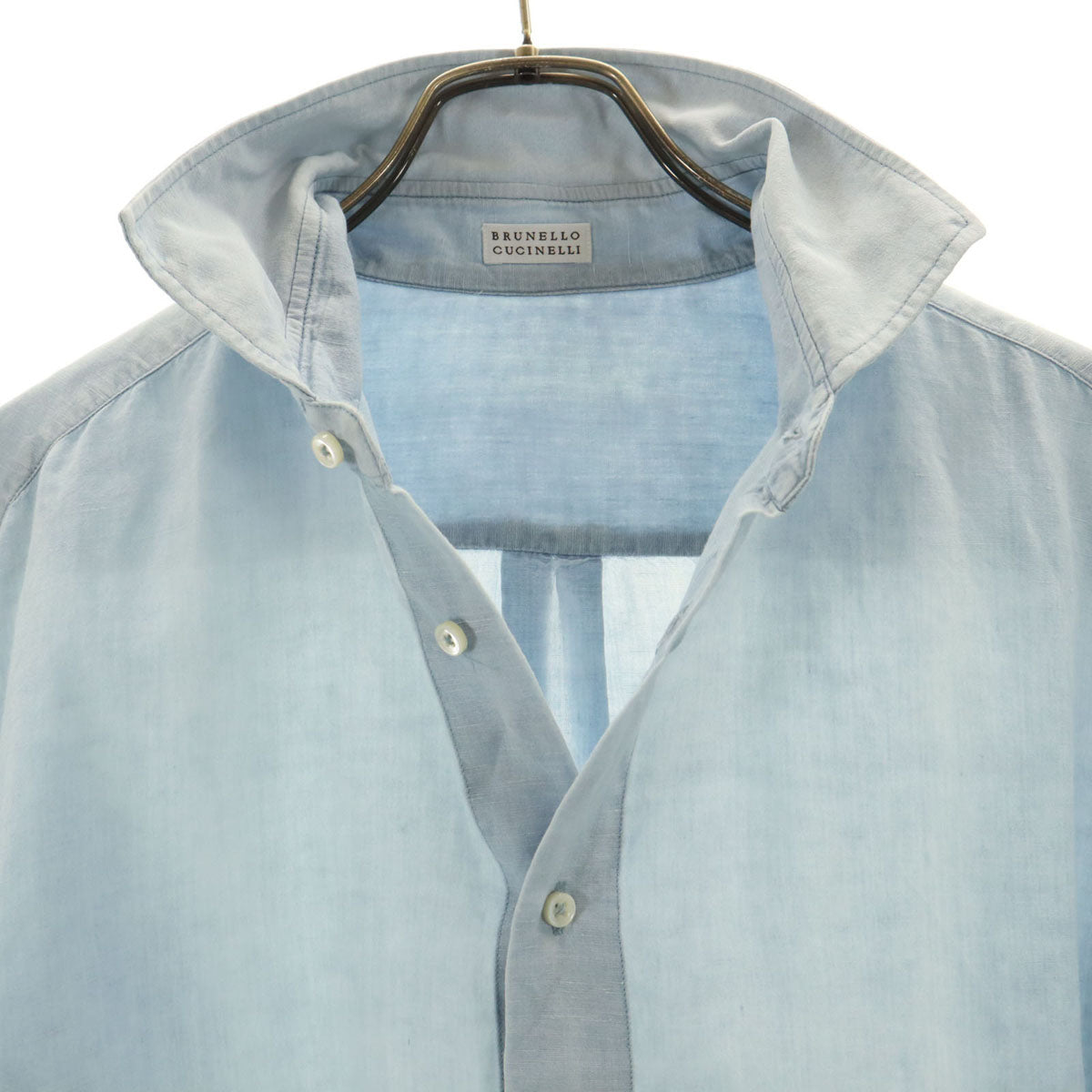 Brunello Cucinelli ブルネロクチネリ イタリア製 リネンブレンド 長袖 シャツ XXL ブルー系 メンズ