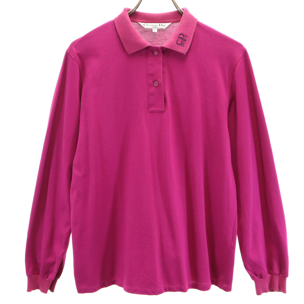 Christian Dior SPORTS クリスチャンディオール スポーツ 90s オールド 長袖 ポロシャツ L ピンク レディース