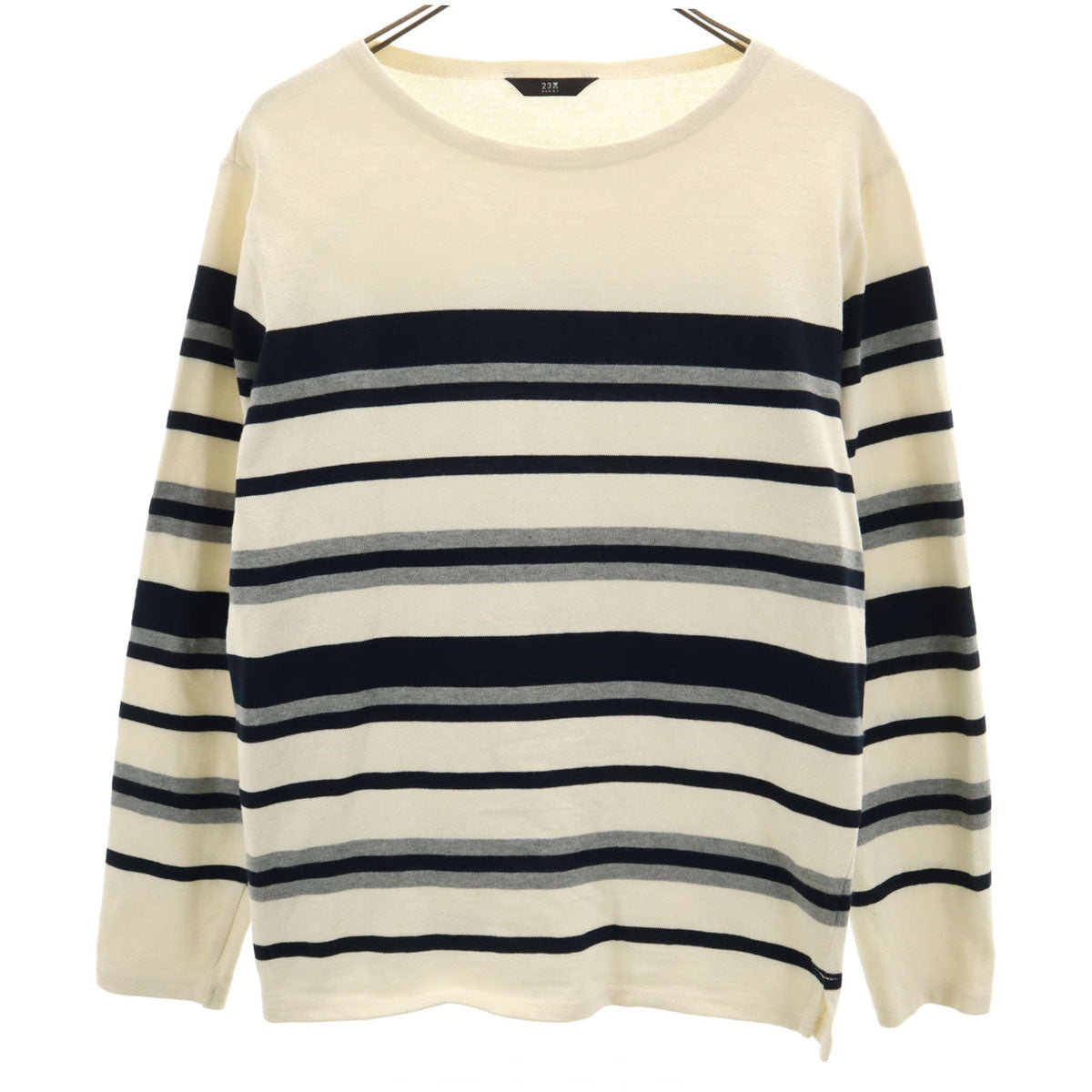23ku HOMME ニジュウサンクオム ボーダー 長袖 カットソー 46 オフホワイト メンズ