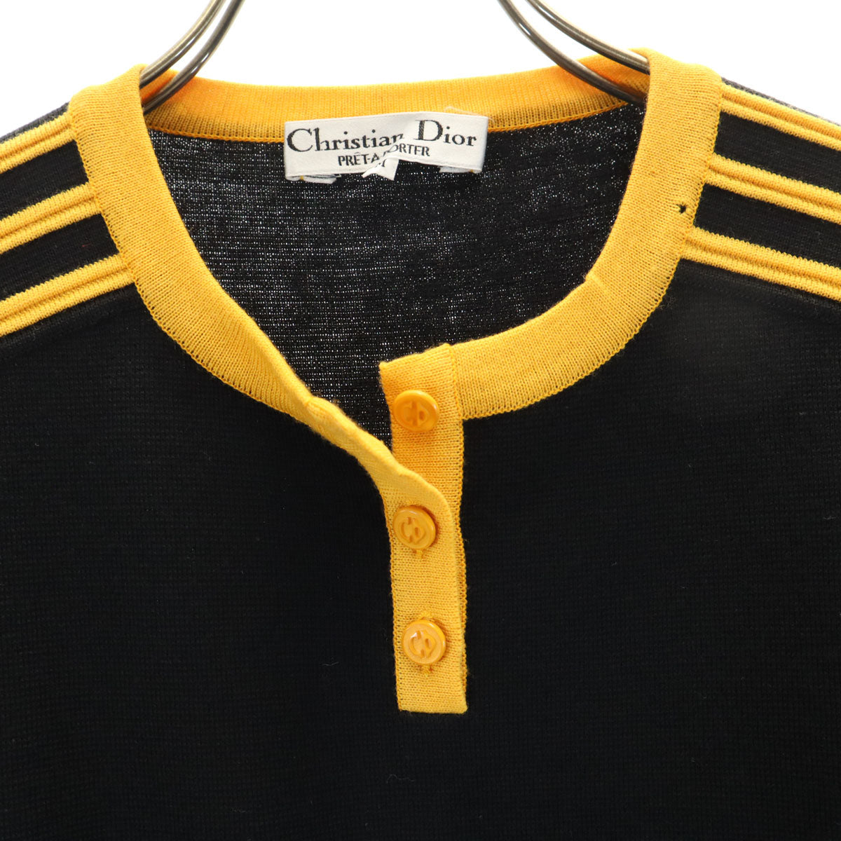 Christian Dior PRET-A-PORTER クリスチャンディオール プレタポルテ 90s オールド 長袖 ヘンリーネック ニット M ブラック セーター レディース