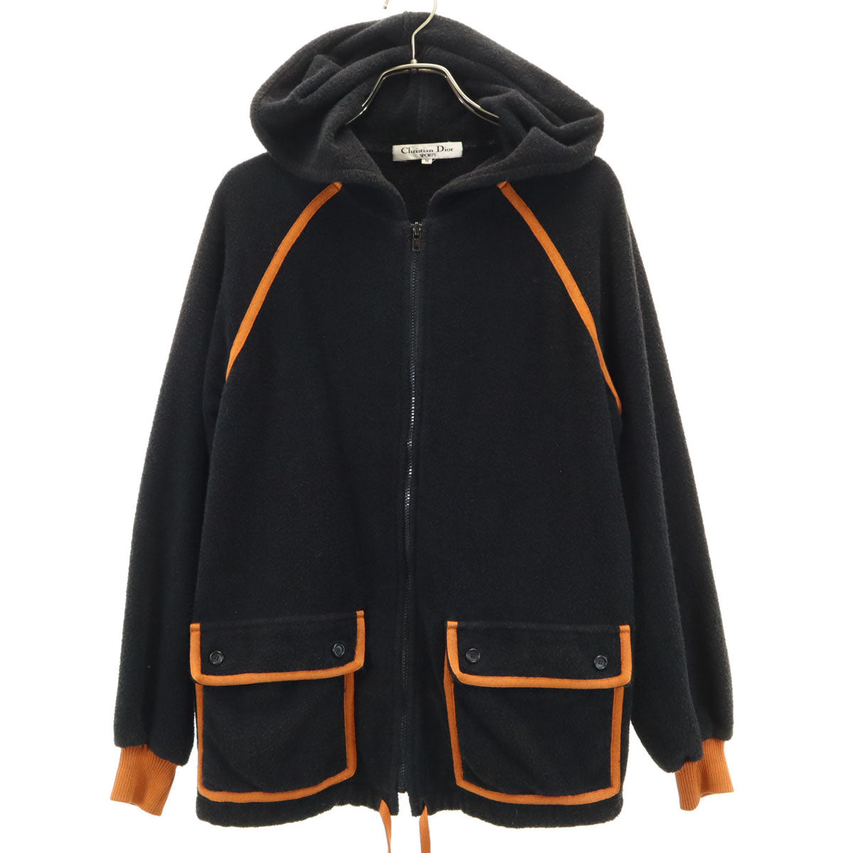 Christian Dior SPORTS クリスチャンディオールスポーツ 90s オールド 長袖 パイル ジップパーカー M ブラック レディース