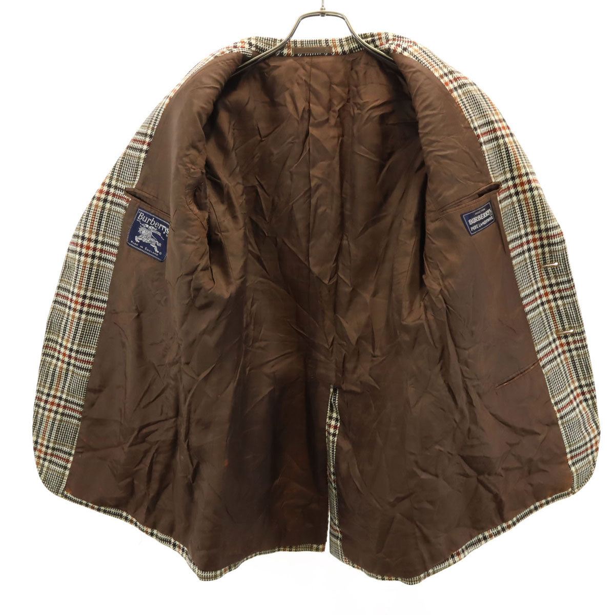 Burberrys バーバリーズ 80s 英国製 ヴィンテージ チェック柄 ツイード テーラードジャケット 38 ベージュ メンズ