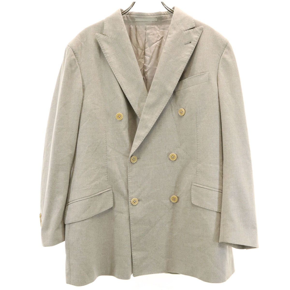 ARMANI COLLEZIONI アルマーニコレッツォーニ 90s イタリア製 オールド ウールライク ダブル テーラードジャケット 52 グレージュ メンズ