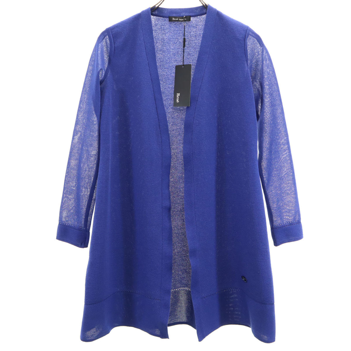 未使用 Rene basic ルネベーシック 日本製 長袖 カーディガン 34 ブルー レディース
