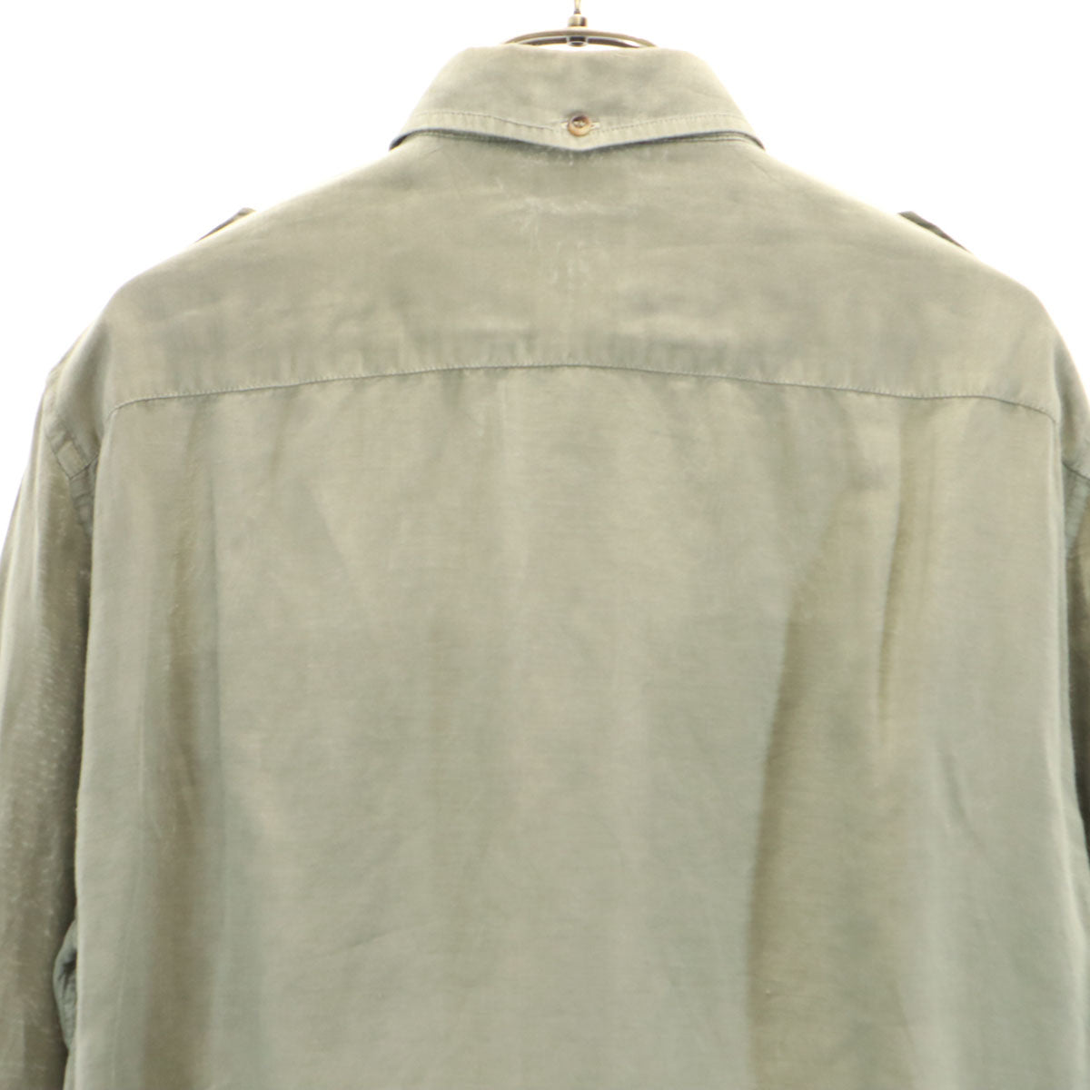 Brunello Cucinelli ブルネロクチネリ リネンブレンド イタリア製 長袖 ミリタリーシャツ S グリーン系 メンズ