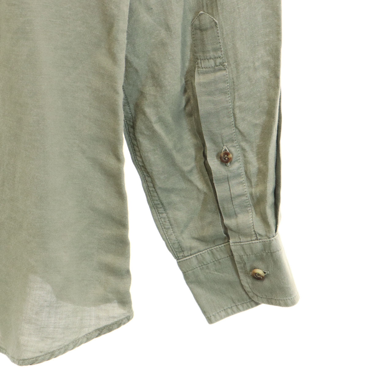 Brunello Cucinelli ブルネロクチネリ リネンブレンド イタリア製 長袖 ミリタリーシャツ S グリーン系 メンズ