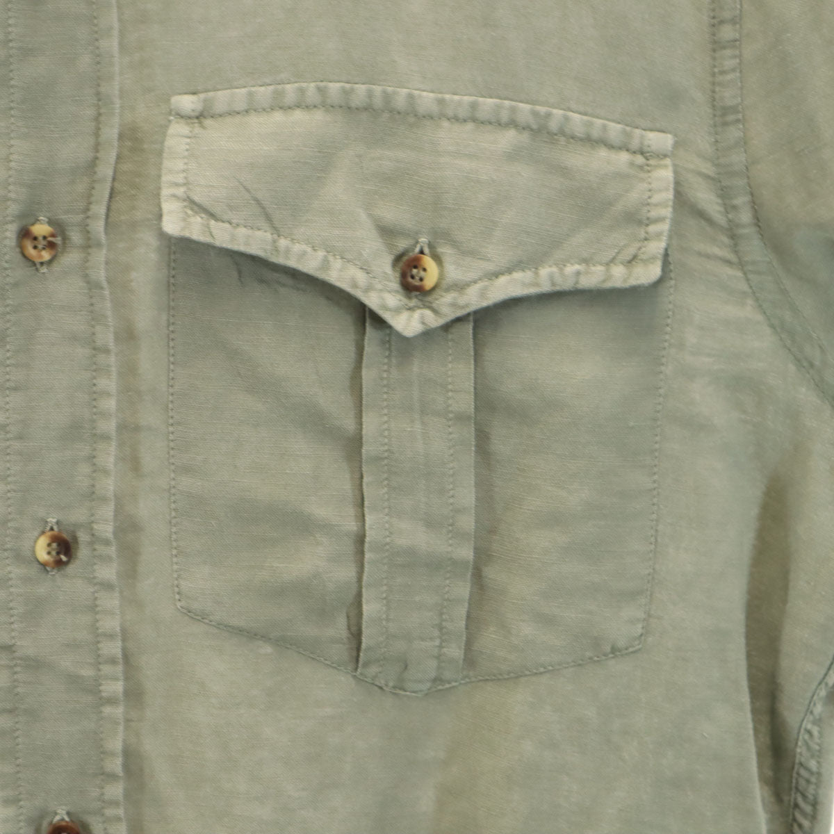 Brunello Cucinelli ブルネロクチネリ リネンブレンド イタリア製 長袖 ミリタリーシャツ S グリーン系 メンズ