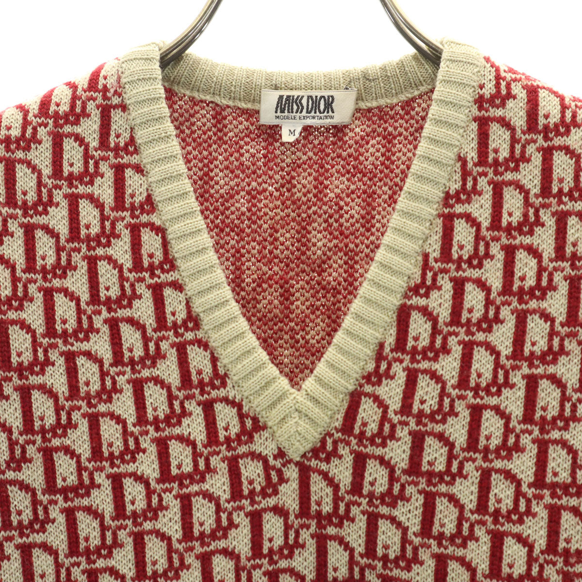 MISS DIOR ミスディオール 90s オールド Vネック ニットベスト M ベージュ系 レディース