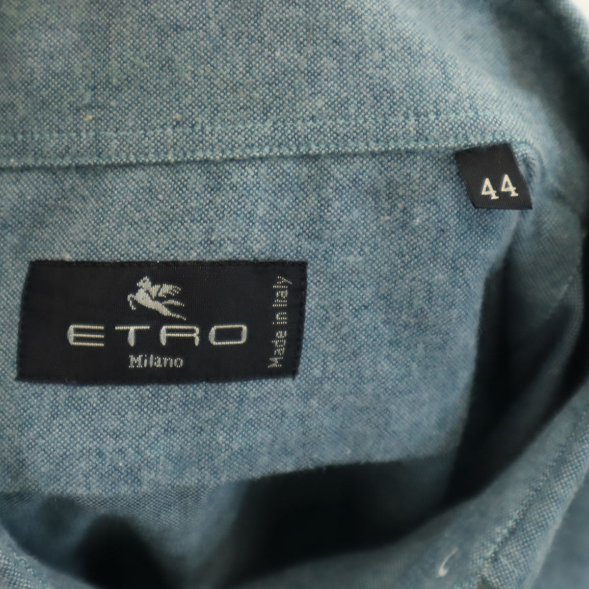 ETRO エトロ イタリア製 長袖 ボタンダウンシャツ 44 ブルー系 レディース