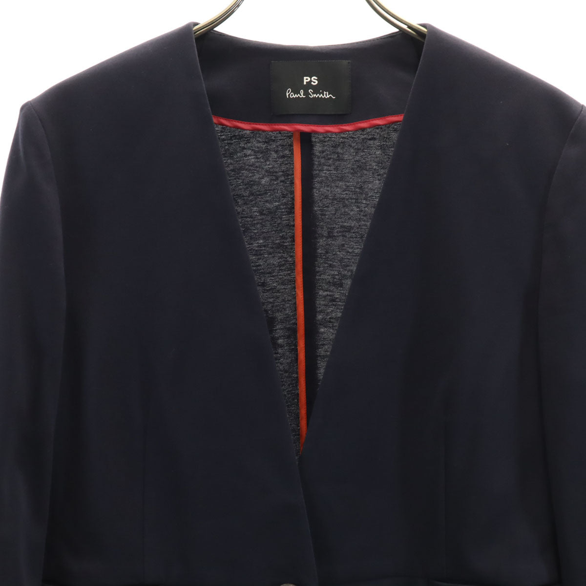 Paul Smith ポールスミス ノーカラージャケット 38 ネイビー レディース