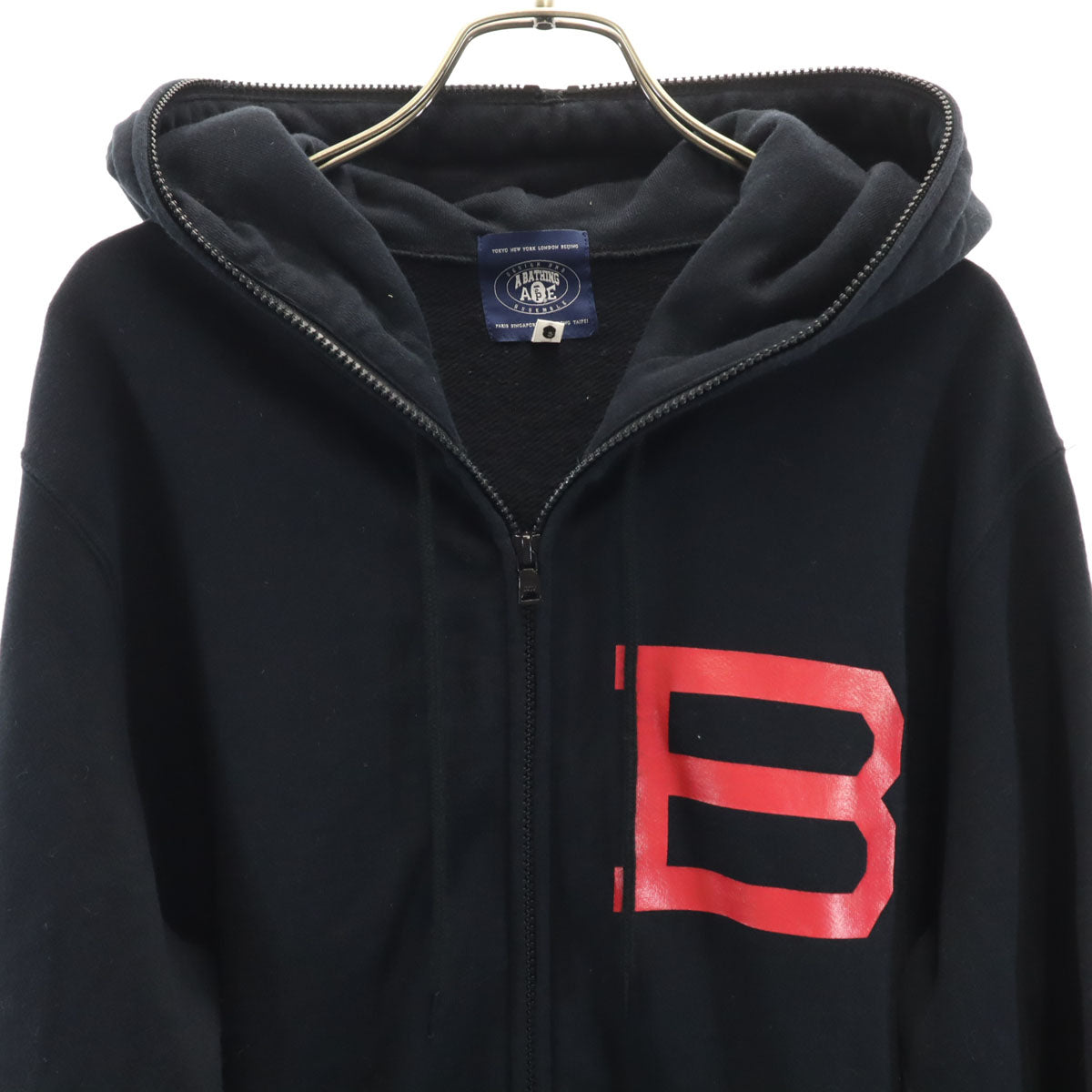 A BATHING APE アベイシングエイプ 日本製 長袖 スウェット ジップパーカー L ブラック メンズ