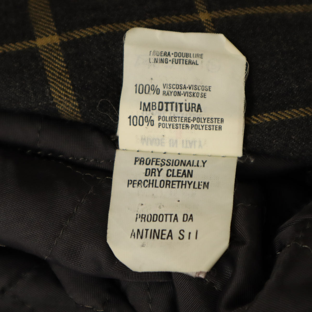 Emporio Armani エンポリオアルマーニ 90s イタリア製 オールド チェック柄 テーラードジャケット 40 チャコールグレー 裏キルティング メンズ