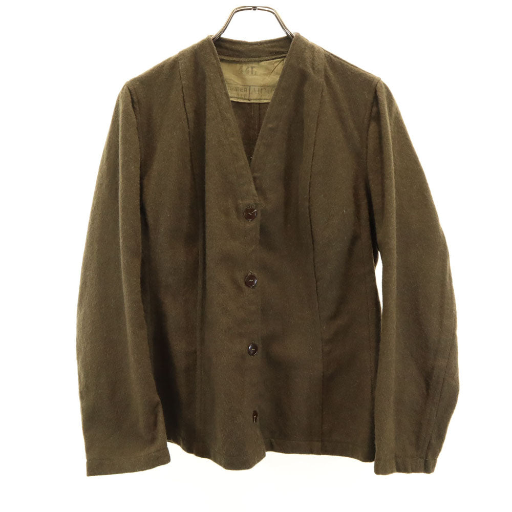 FRENCH ARMY フランス軍 50s ヴィンテージ Vネック ウールジャケット 44L カーキ レディース