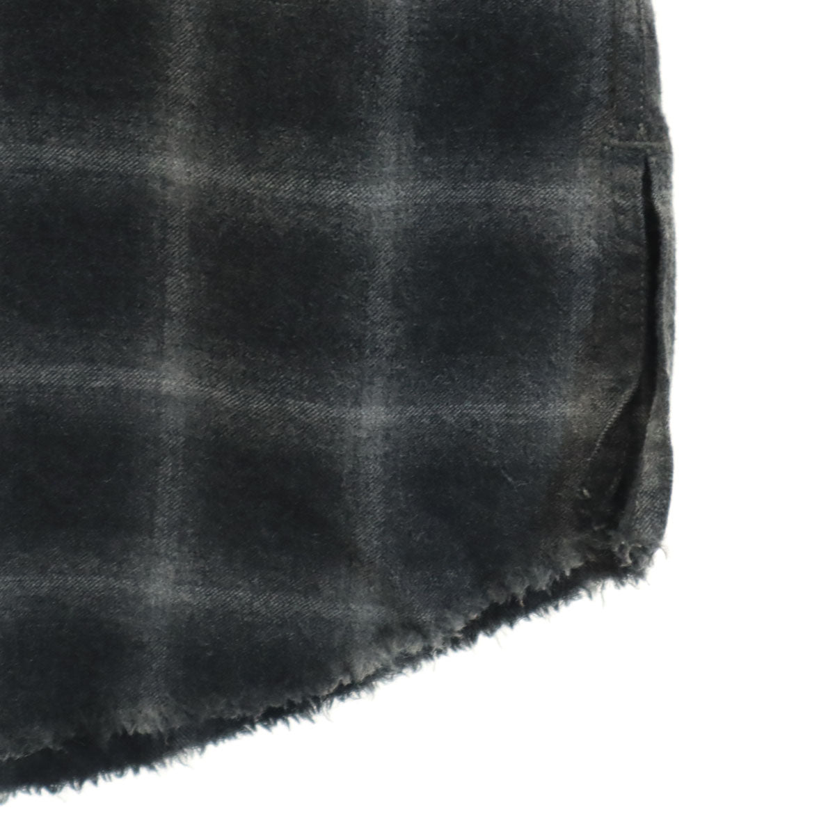 HELMUT LANG ヘルムートラング ウールブレンド チェック柄 長袖 ノーカラーシャツ M グレー系 レディース