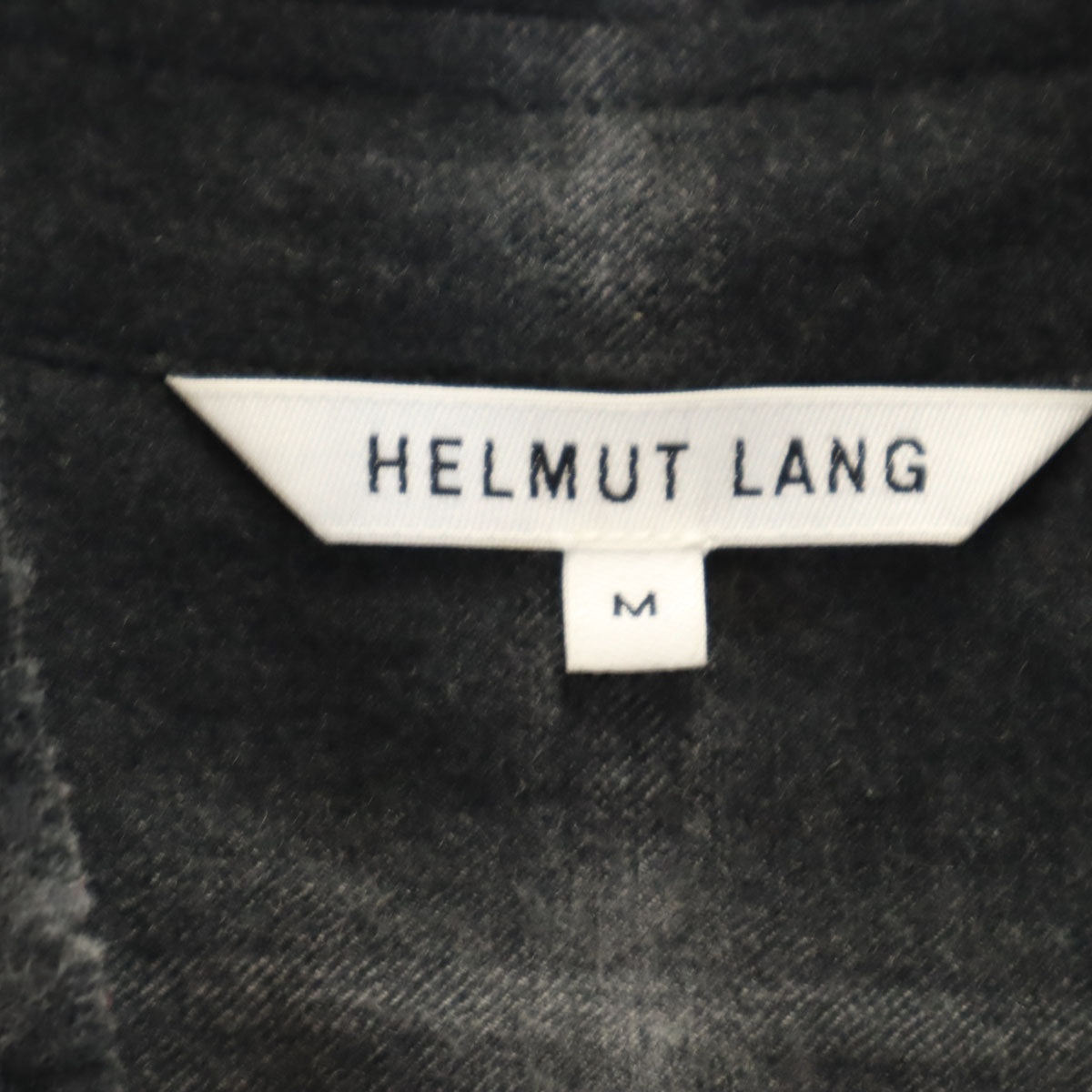 HELMUT LANG ヘルムートラング ウールブレンド チェック柄 長袖 ノーカラーシャツ M グレー系 レディース