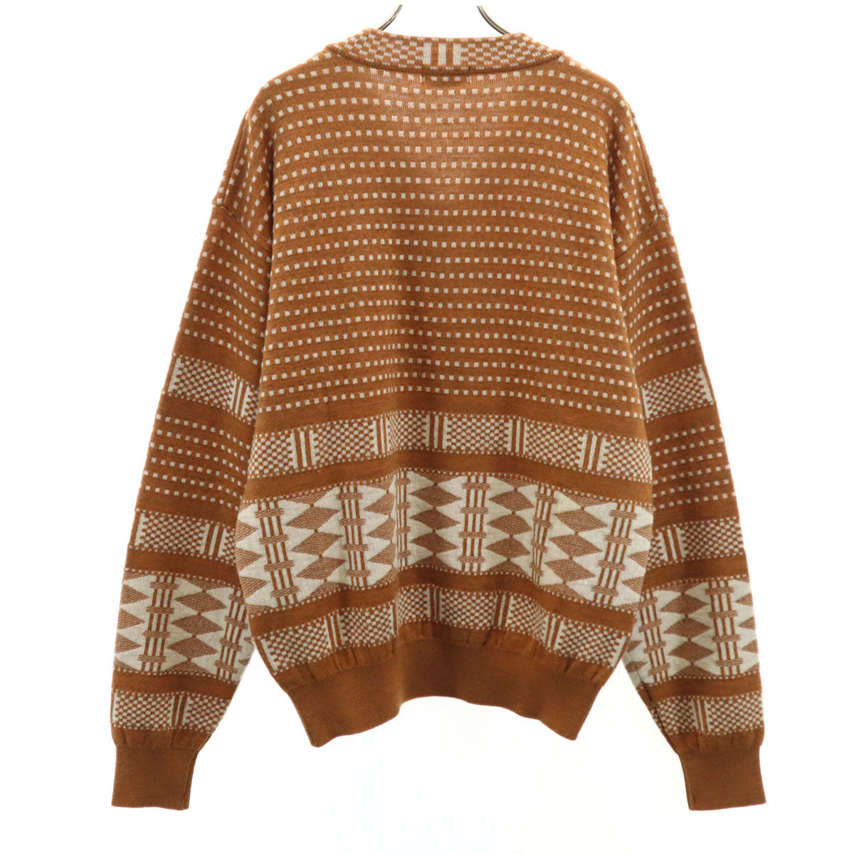 KENZO ケンゾー 90s 日本製 ウール オールド 総柄 長袖 Vネック セーター 3 キャメル ニット メンズ