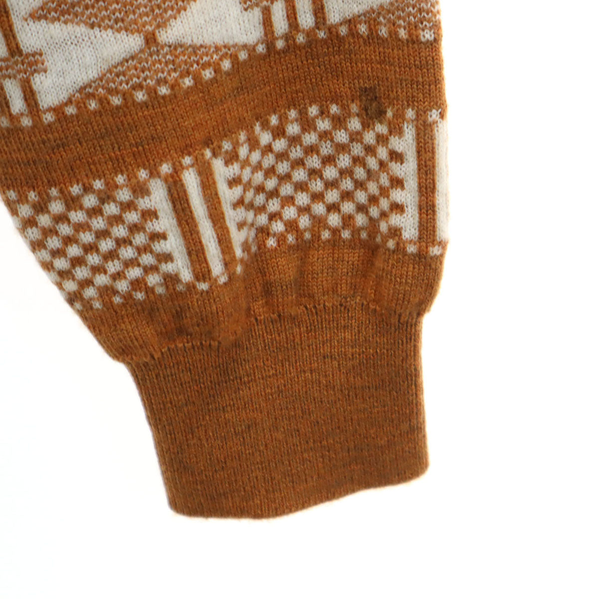 KENZO ケンゾー 90s 日本製 ウール オールド 総柄 長袖 Vネック セーター 3 キャメル ニット メンズ