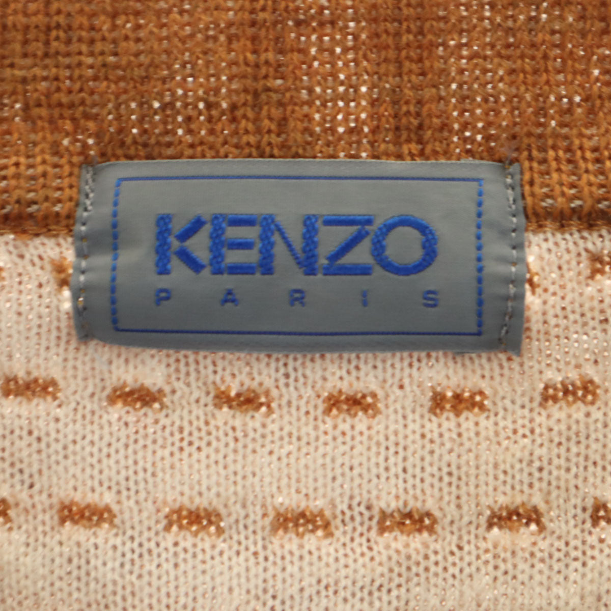 KENZO ケンゾー 90s 日本製 ウール オールド 総柄 長袖 Vネック セーター 3 キャメル ニット メンズ