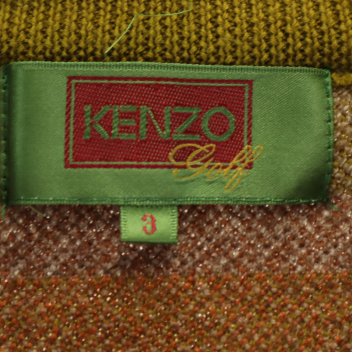 KENZO GOLF ケンゾーゴルフ 90s ウール オールド 総柄 長袖 Vネック セーター 3 ブラウン系 ニット メンズ