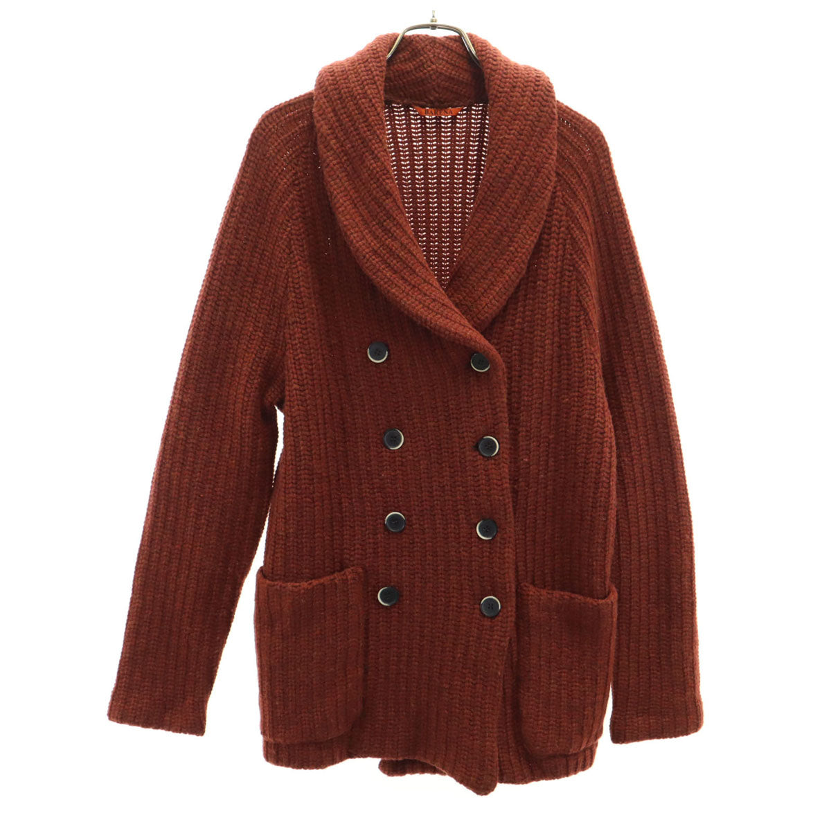 BARENA バレナ イタリア製 ウールブレンド ショールカラー ニットジャケット XS レッドオレンジ系 ダブルボタン レディース